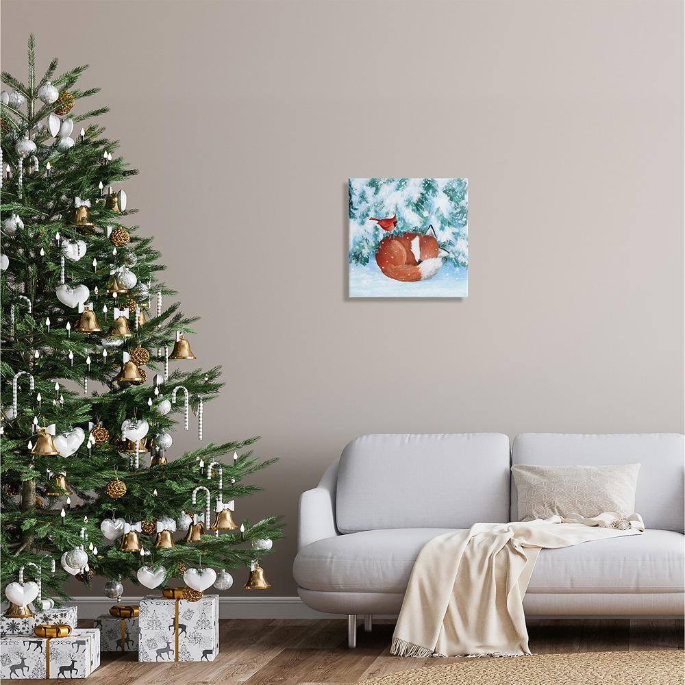 Stupell Industries Sleeping Fox in Snow, 17'' x 17''
