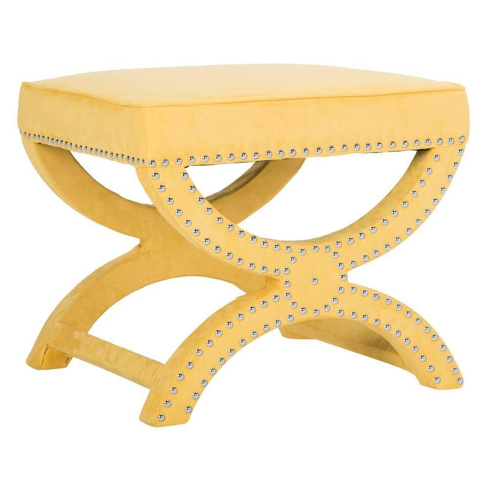 Mystic Ottoman with Silver Nail Heads - Yellow - Safavieh