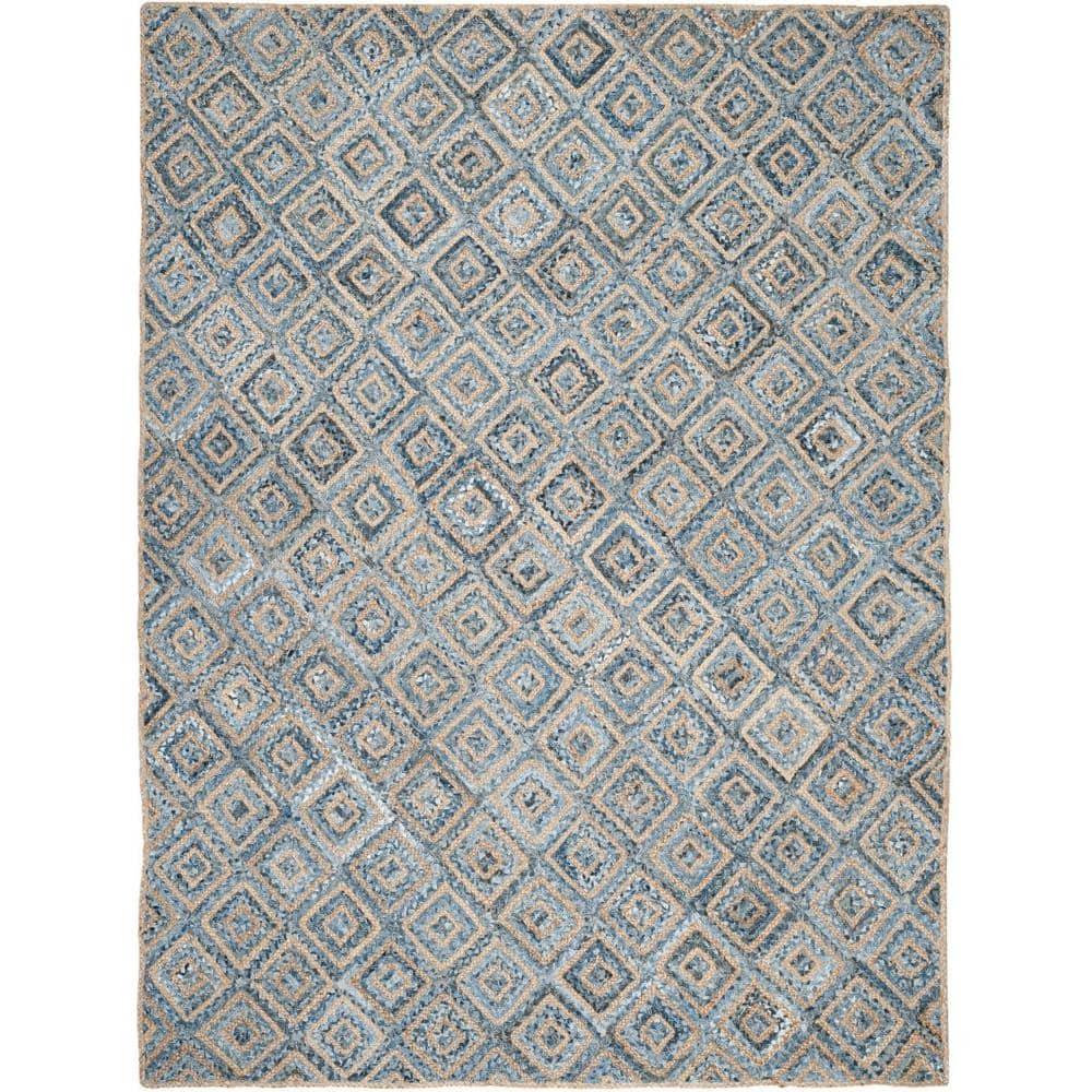 Cape Cod CAP354 Woven Indoor Area Rug - Natural/Blue - 8'x10' - Safavieh