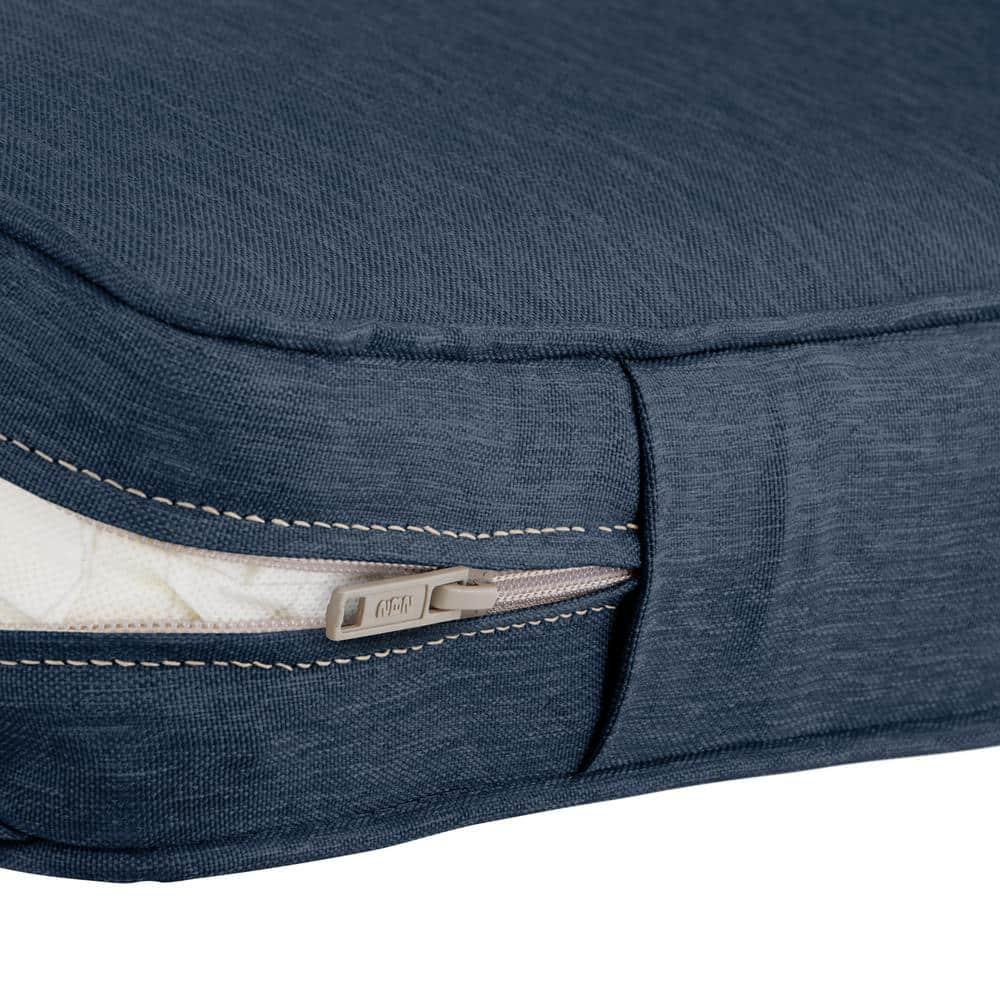 Classic Accessories Montlake FadeSafe Patio Bench/Settee Cushion Slip Cover - 3" Thick - Heavy Duty Outdoor Patio Cushion with Water Resistant Backing, Heather Indigo Blue, 54"W x 18"D x 3"T