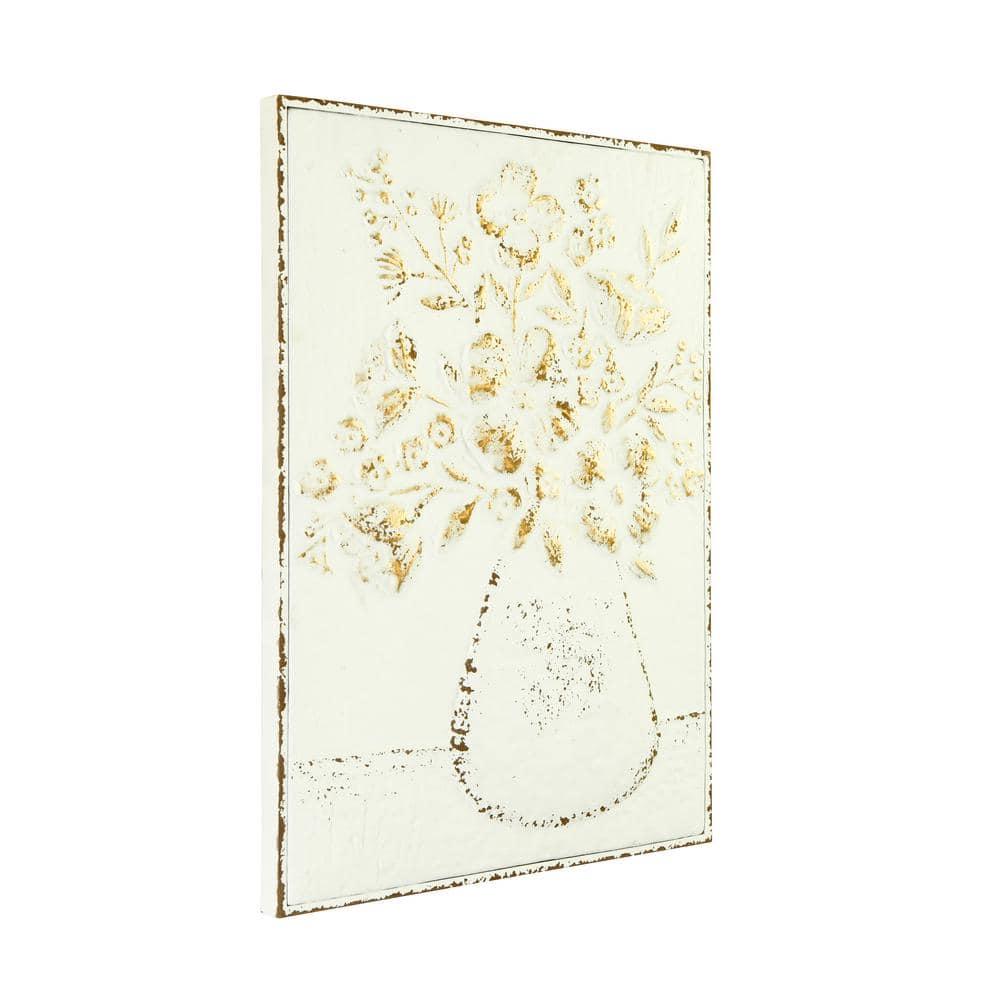 Kelly Clarkson Home Embossed Metal Wall Art with Flowers in Vase