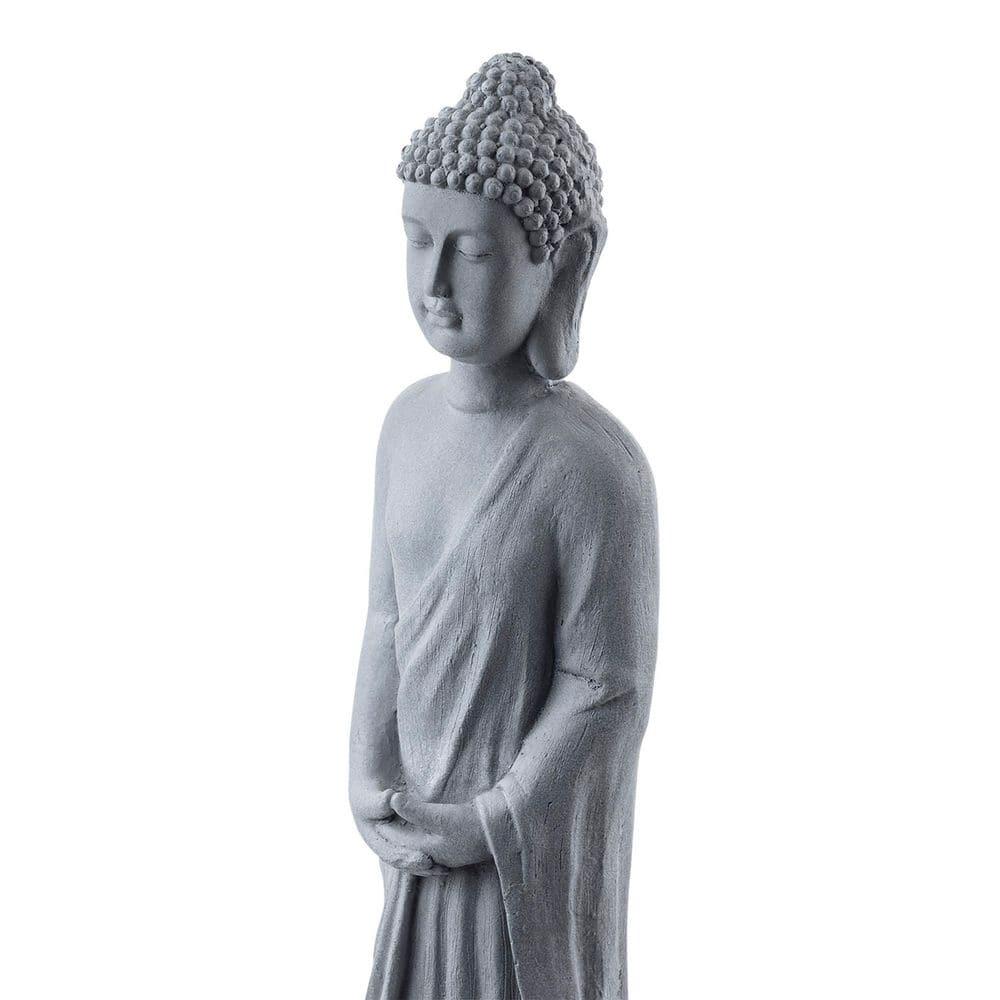 32" Magnesium Oxide Standing Buddha Statue Gray - Alpine Corporation: Outdoor Decor, Garden Accent