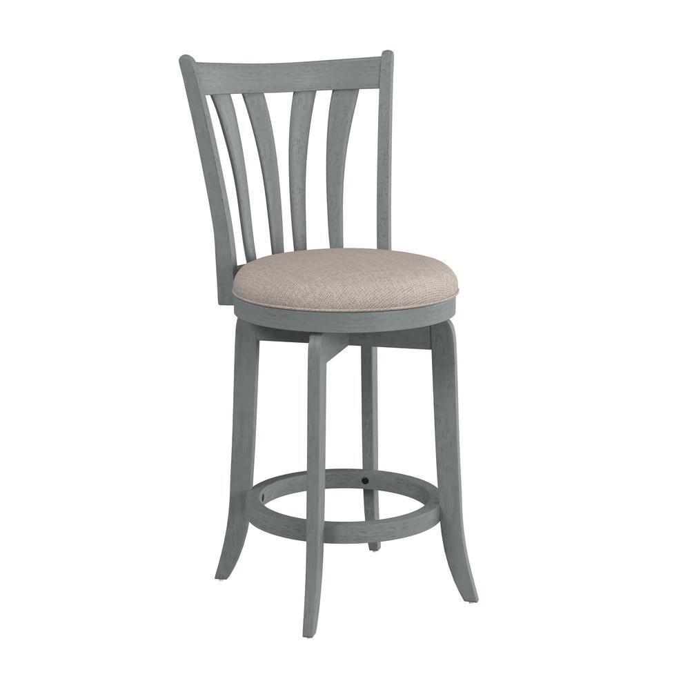 Hillsdale Furniture 25.75" Savana Swivel Counter Height Barstool Blue (Wirebrush)/Cream : Upholstered, Wood Legs, 250lb Capacity