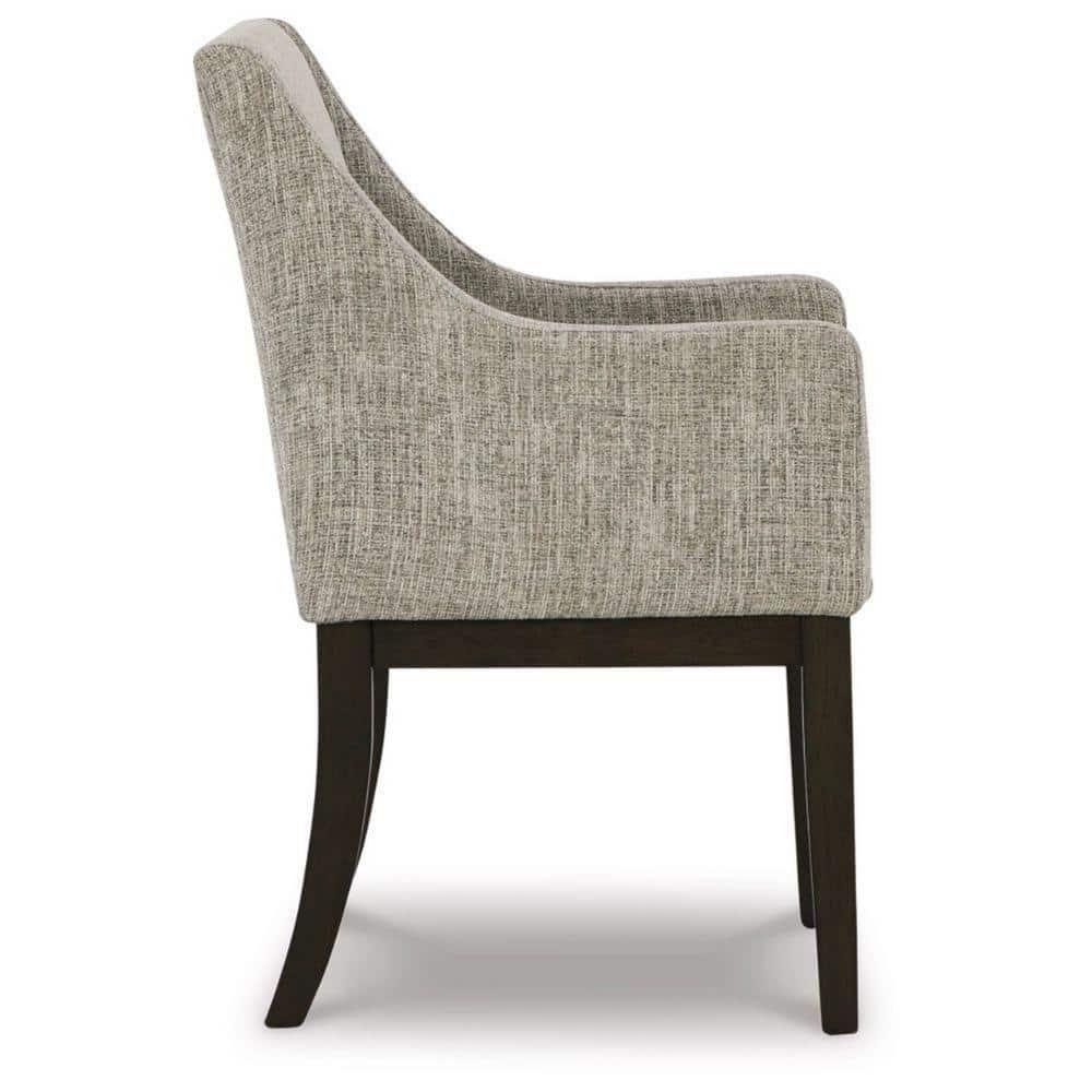 Sonn 24 Inch Dining Armchair Set of 2 Padded Beige Upholstery Brown Legs - Saltoro Sherpi