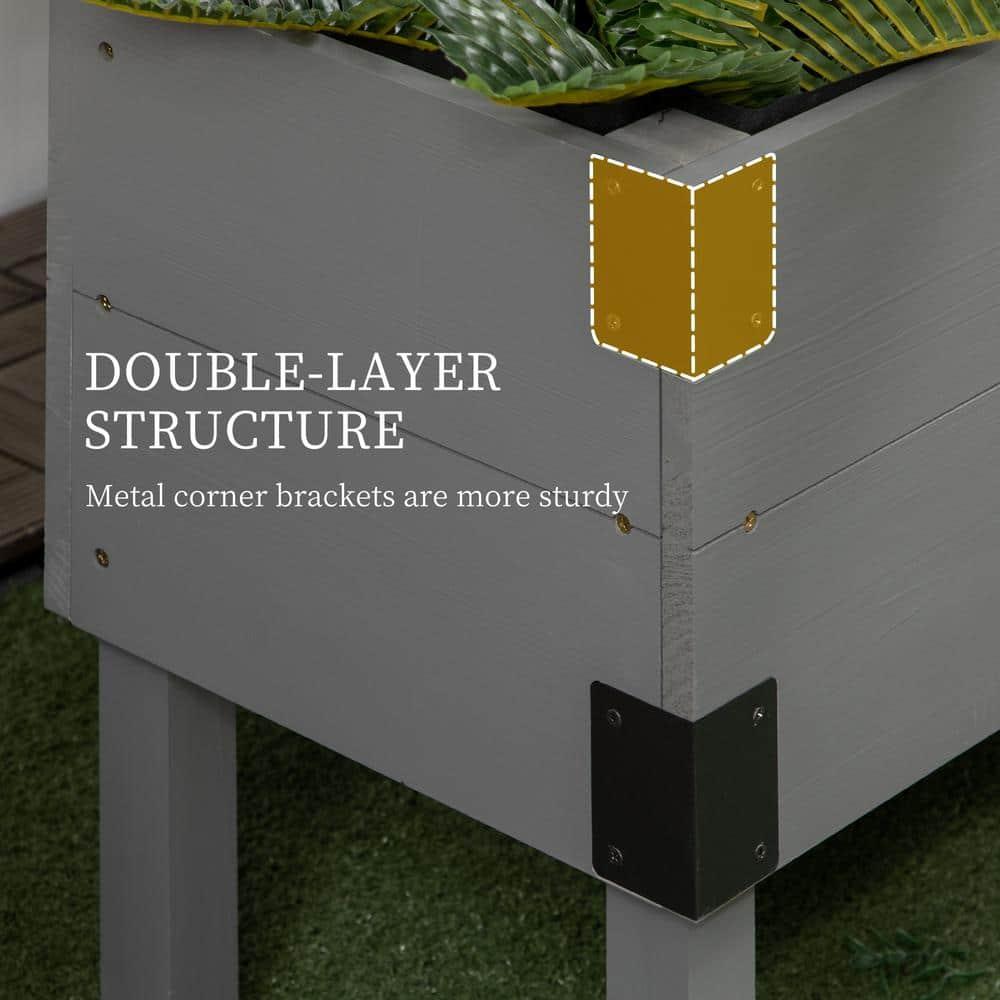 Outsunny 2 Tier Trellis Planter, Wooden Vegetable Garden Bed with Metal Corners for Vegetables, Flowers, Herbs, Gray