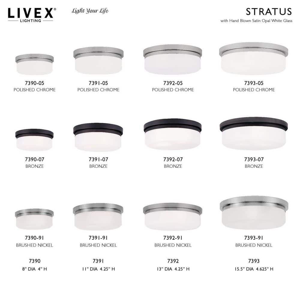 Livex Lighting 7393 15.5" Wide Flush Mount Ceiling Fixture / Wall Sconce - Chrome