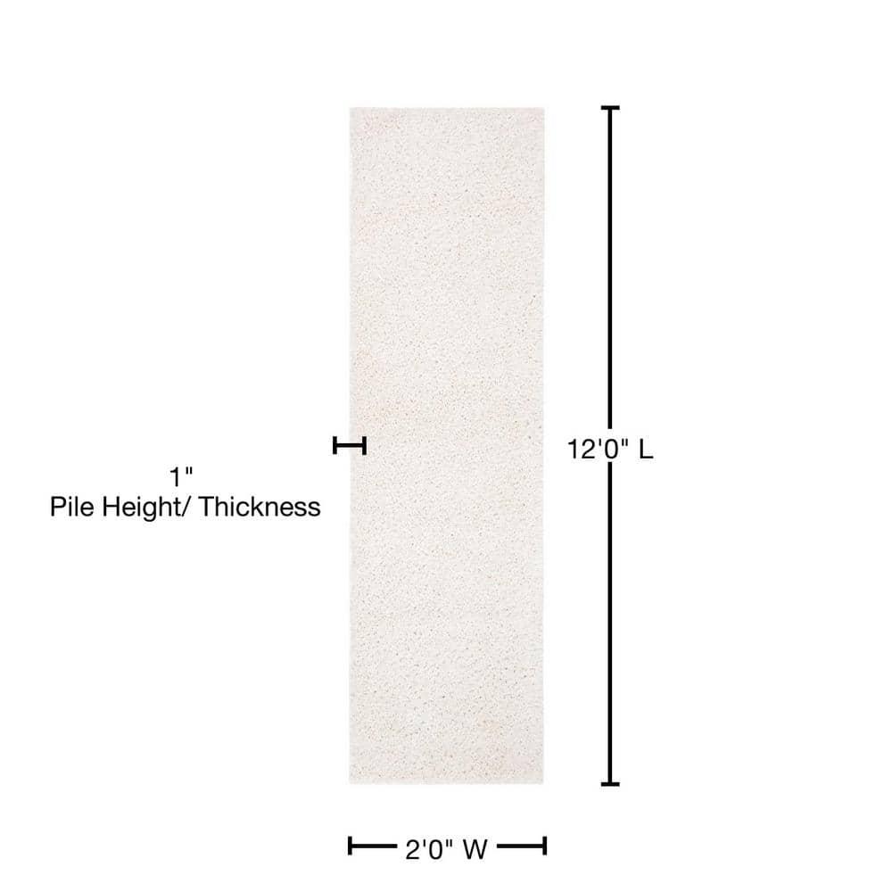 August Shag 900 AUG900 Power Loomed Indoor Runner Rug - Ivory - 2'3"x12' - Safavieh