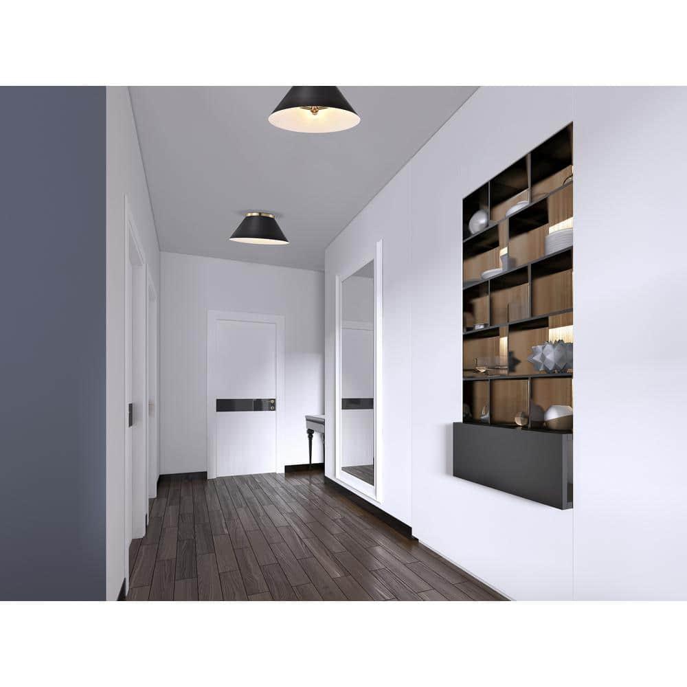 Nuvo Lighting Dover - 3 Light - Large Flush Mount - Black with Vintage Brass