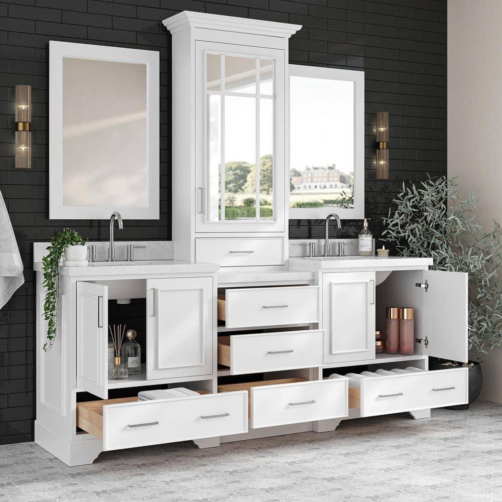 Ariel Stafford 85" Double Sink Vanity Set in White