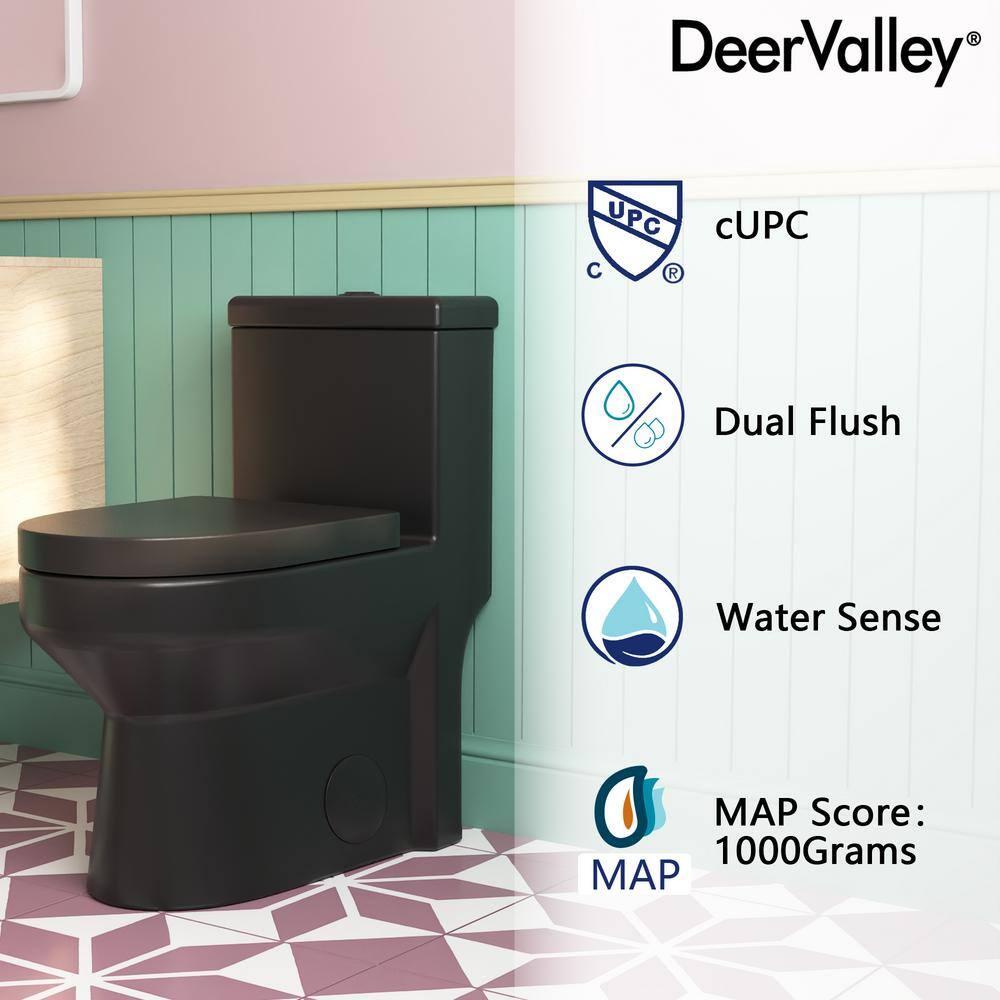 DeerValley Liberty Compact Toilets One-Piece Toilet With High-Efficiency Flush Round Toilet for Space-Saving Floor Mounted (Seat Included)