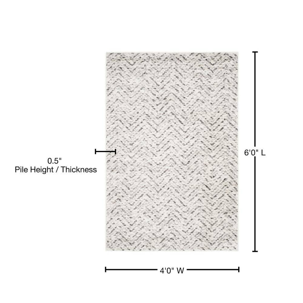 Adirondack ADR104 Power Loomed Area Rug - Ivory/Charcoal - 4'x6' - Safavieh.