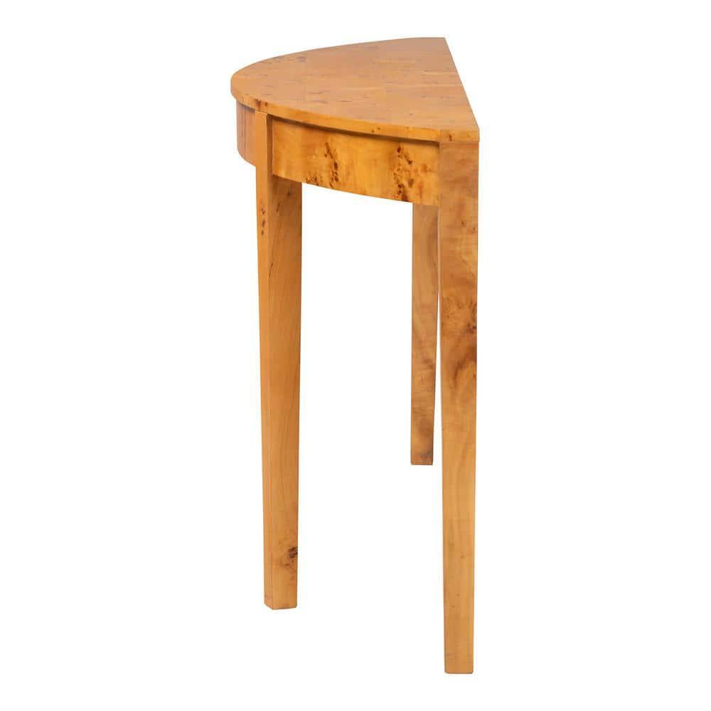 bali & pari Jihan Real Burl Wood Half Moon Large Console Table Light Mappa Burl