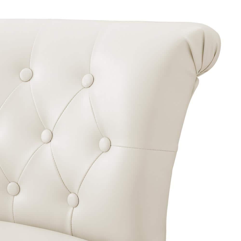 Dycanpo 26'' Swivel Bar Stools Set of 2, Upholstered Barstool with Footrest for Kitchen,White-Faux Leather