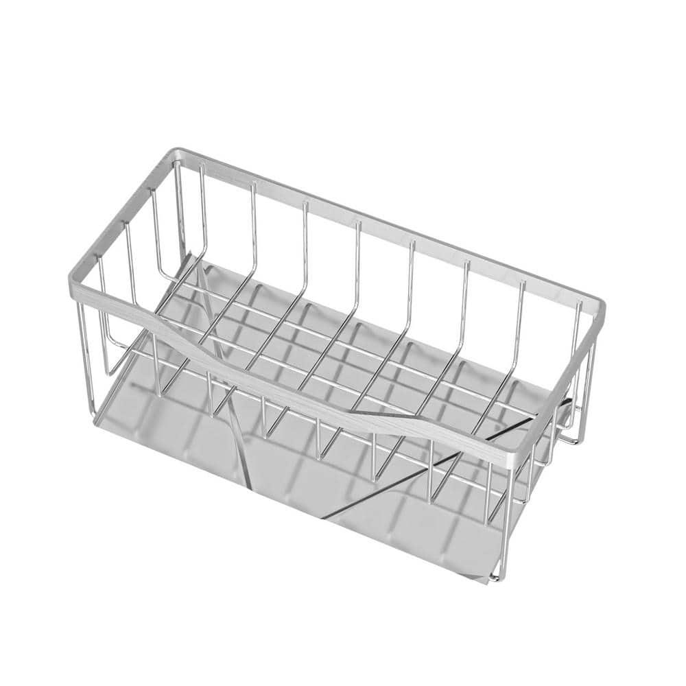 WKING Stainless Steel Sponge Holder For Kitchen Sink, Rustproof 304 Sink Caddy Organizer With Automatic Drainage, Space-Saving Design For Sponges, Soap Dispenser, Brush & Towel (Silver)