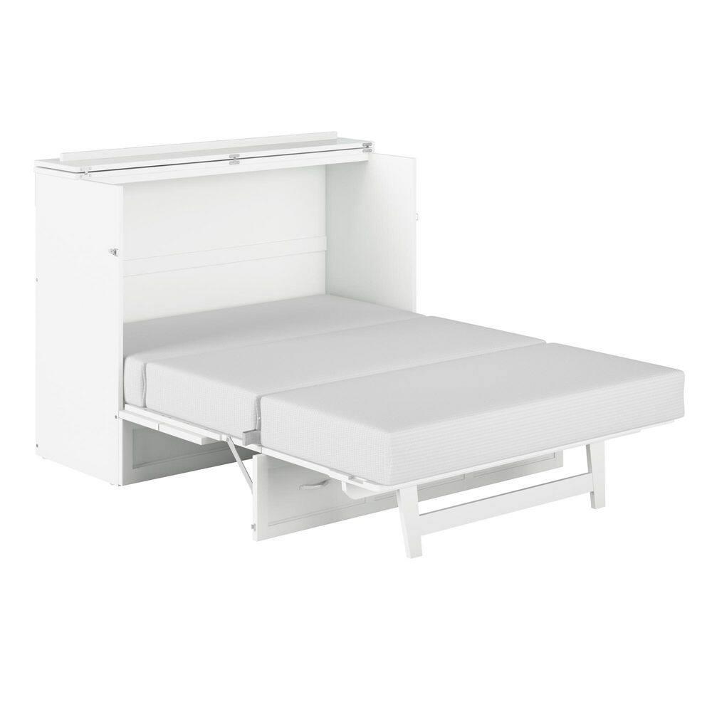 Full Deerfield Murphy Bed Chest USB Turbo Charger White - AFI