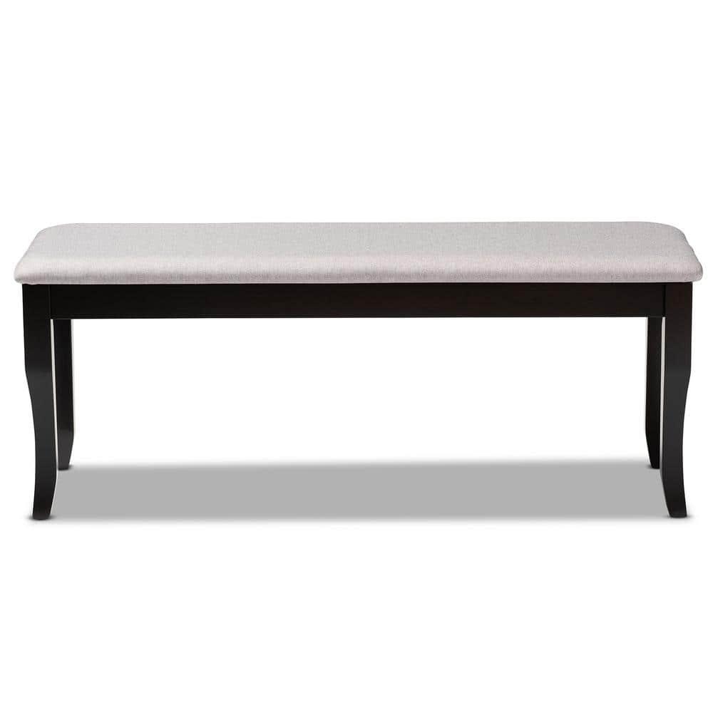 Cornelie Fabric Upholstered Wood Dining Bench Gray/Dark Brown - Baxton Studio