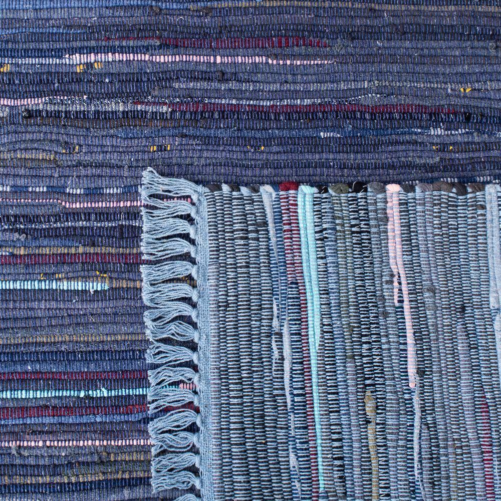 SAFAVIEH Rag Romeo Striped Fringe Cotton Area Rug, Navy/Blue, 2' x 3'