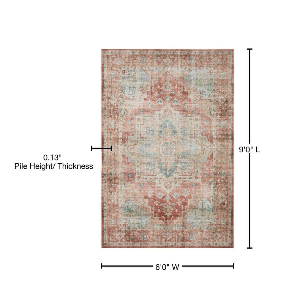 Loloi II Heidi Collection HEI-01 Terracotta / Aqua, Oriental Area Rug 6'-0" x 9'-0"