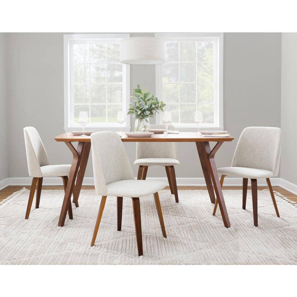 Set of 2 Toriano Dining Chairs Walnut/Beige: LumiSource, Upholstered, Mid-Century Modern, Wood Legs