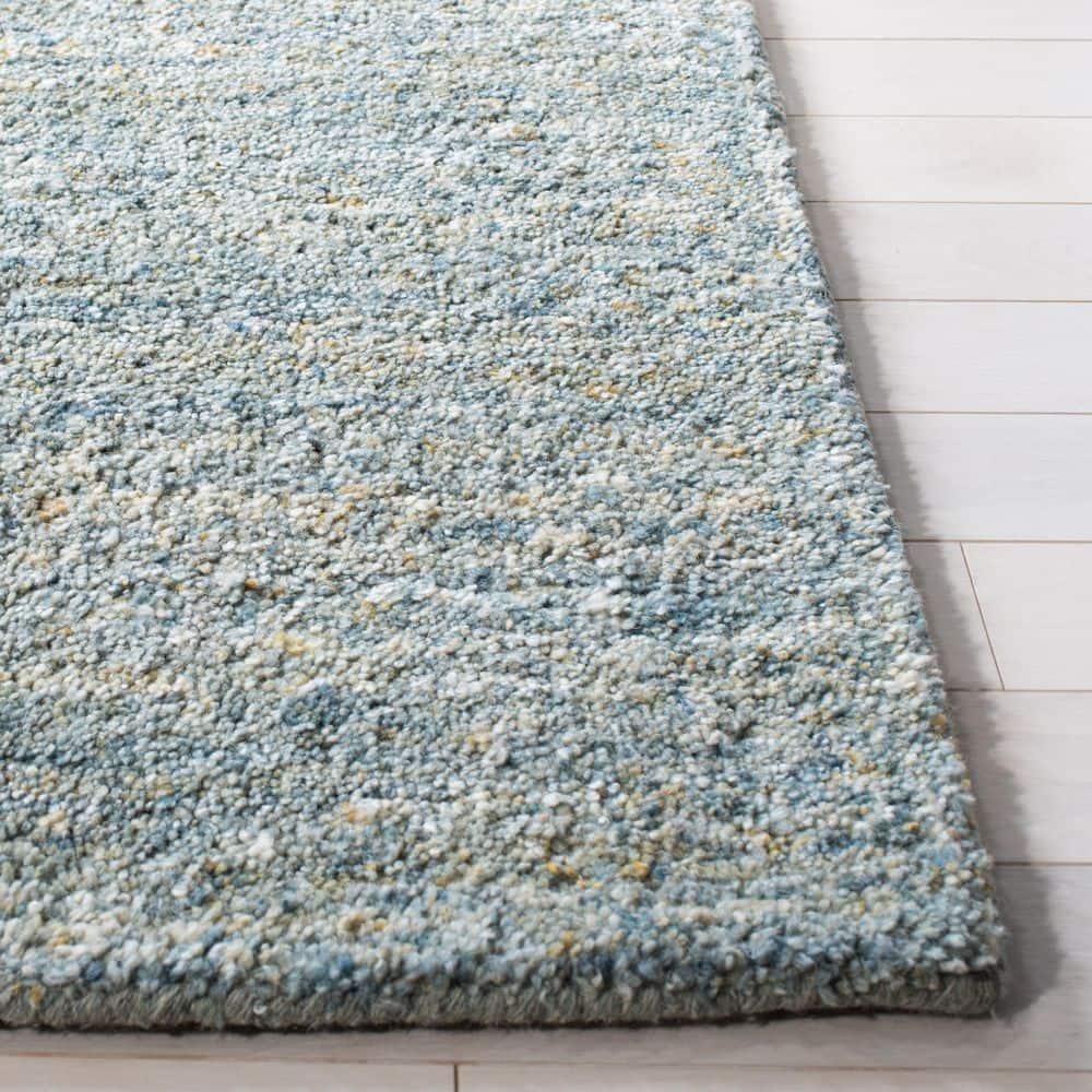 SAFAVIEH Himalaya Flanagan Solid Runner Rug, Blue/Olive, 2'3" x 6'