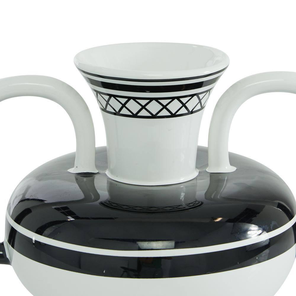 Ceramic Decorative White Vase with Handles