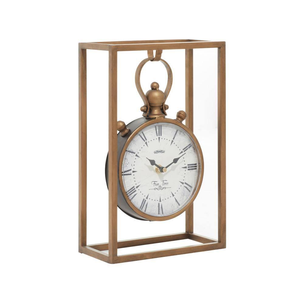 Alcott Hill® Canete Traditional Roman Numeral Metal Quartz Movement / Crystal Tabletop Clock in Brass