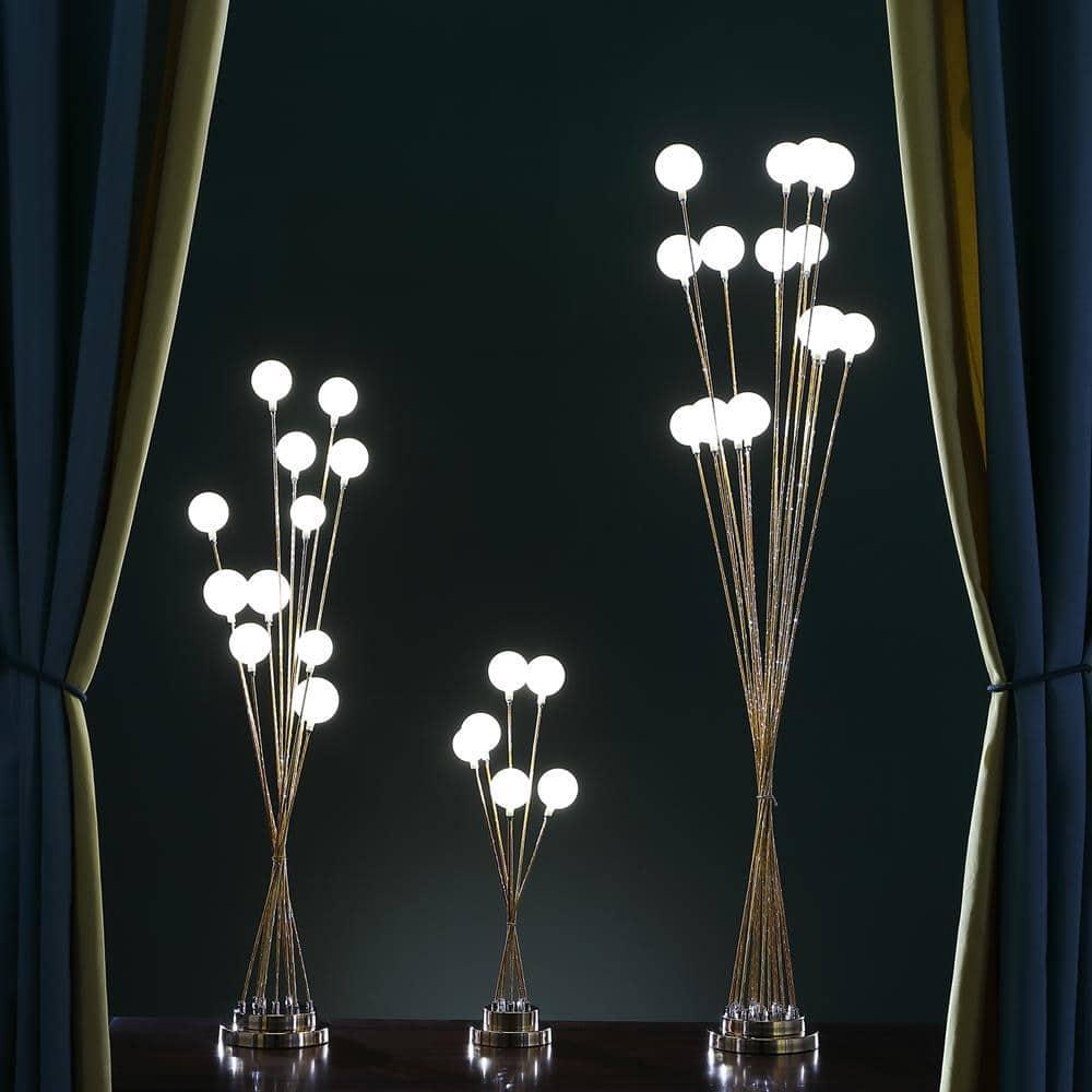 61.5 in. 16-Light Acrylic Globe Aluminun LED Chrysanthe Metal Floor Lamp, Yellow & Gold