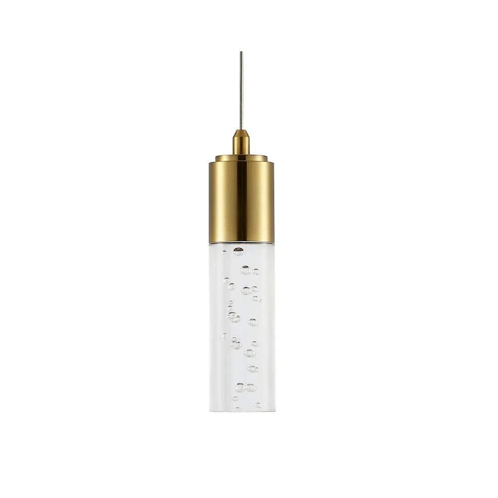 JONATHAN Y Cristal 1-Light Bubble Acrylic/Iron Modern Minimalist Integrated LED Pendant, by JONATHAN  Y - 1 Light Gold