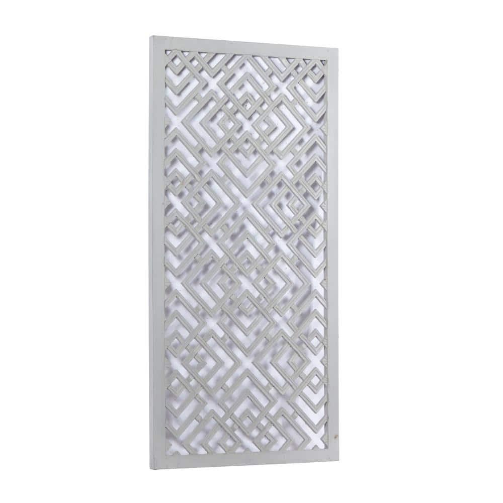 DecMode Gray Wood Carved Geometric Wall Decor