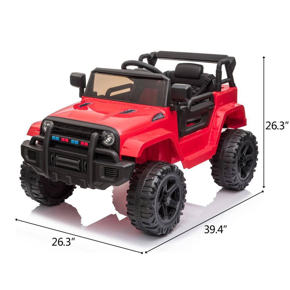 Zimtown Safety 12V Battery Electric Remote Control Car, Kids Toddler Ride On Truck Toy Motorized Vehicles, Wheels Suspension, Seat Belts, LED Lights and Realistic Horns Red