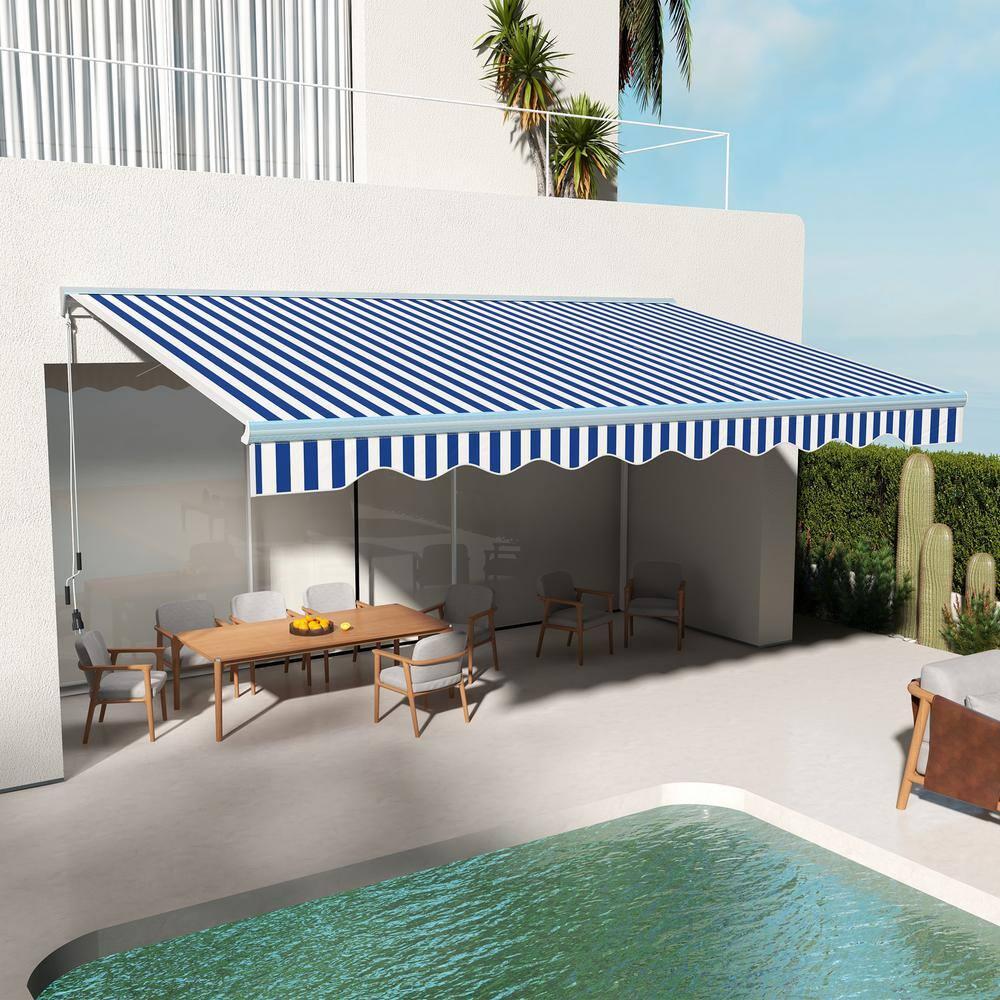 Outsunny Polyester Cover Retractable Patio Awning