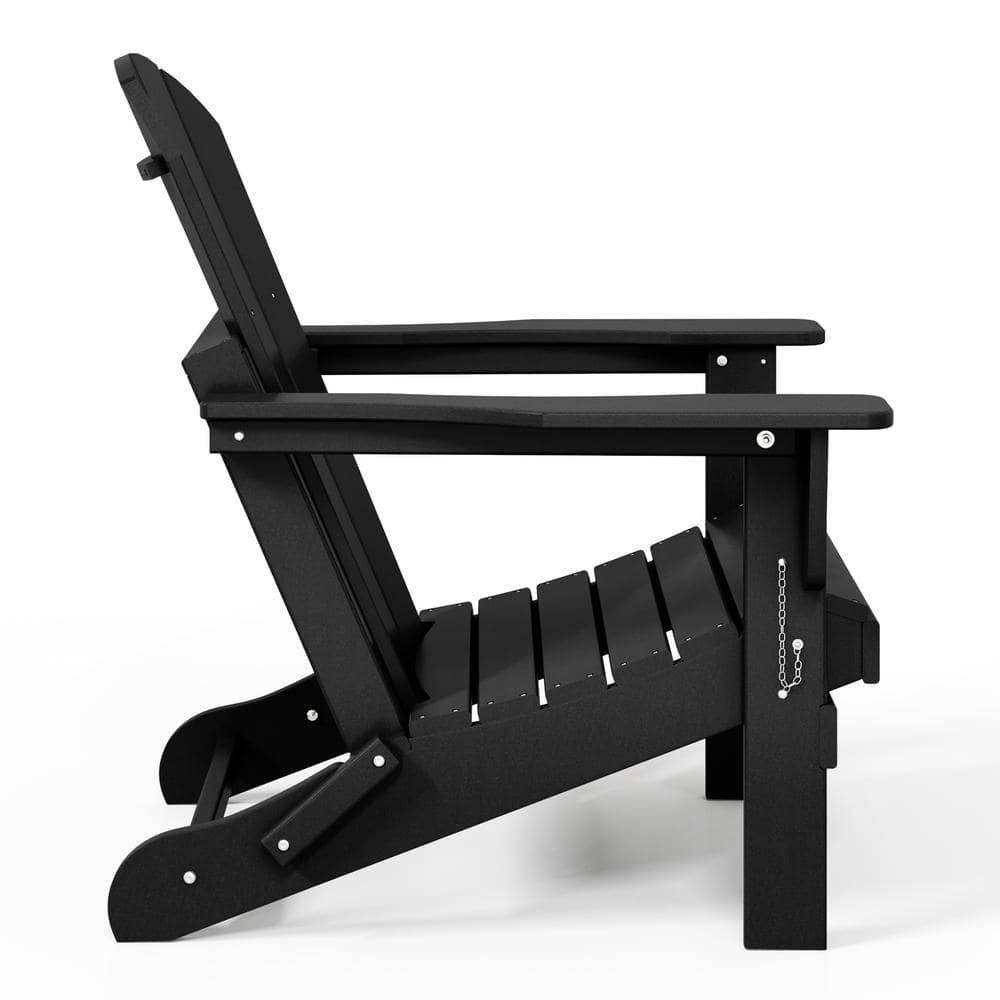 Westin Outdoor Braxton Folding Plastic Adirondack Chair - Black (Set of 2)