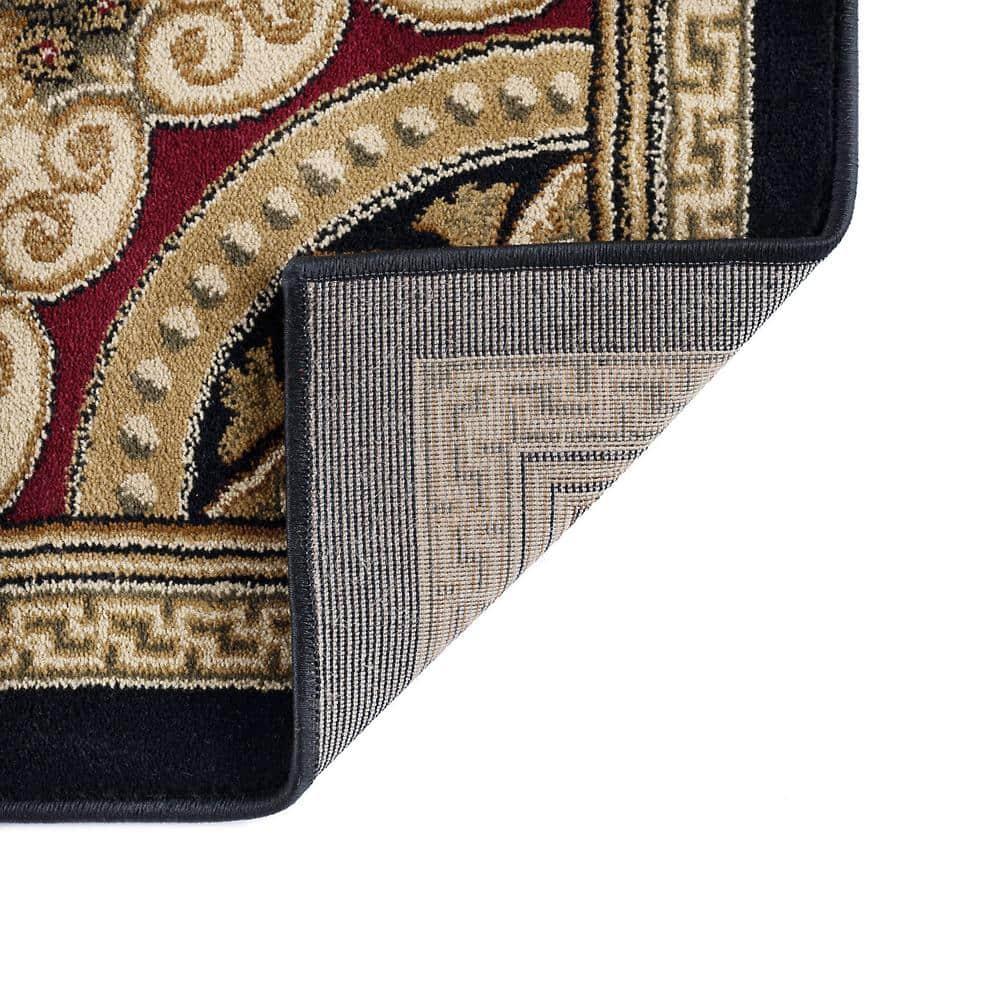 Tayse Sensation 2 x 3 (ft) Loomed Polypropylene Black Rectangular Indoor Floral/Botanical Oriental Throw rug