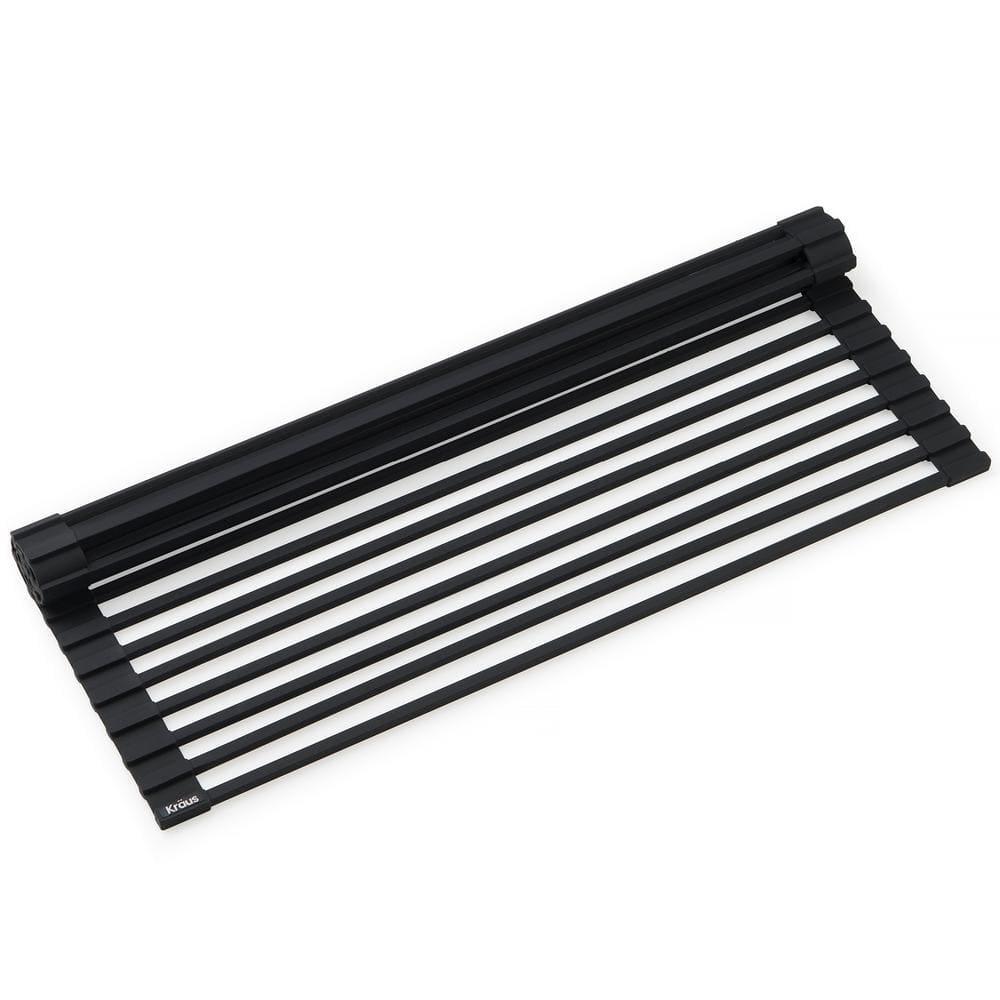 Jet Black Stainless Steel Foldable Over-Sink Dish Drying Rack