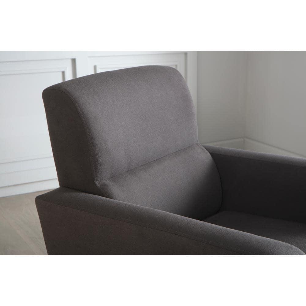 Charcoal Metal Mid-Century Modern Accent Chair with Storage
