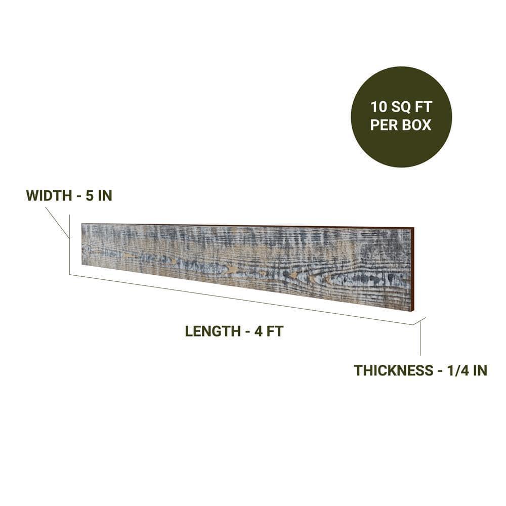 Thermo-Treated 1/4 in. x 5 in. x 4 ft. Barn Wood Wall Planks (10 sq. ft. 6-Pack)