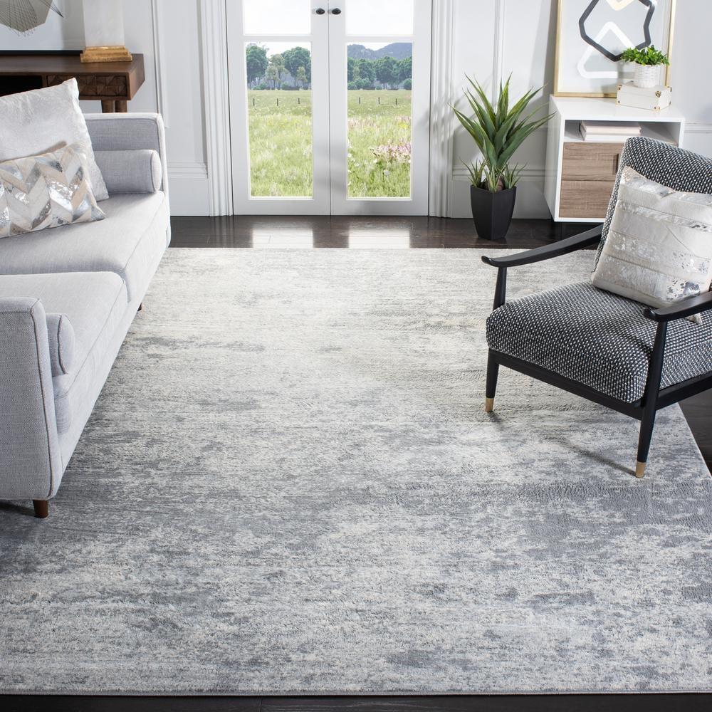 Brentwood BNT822 Power Loomed Area Rug - Grey/Ivory - 9'x9' - Safavieh.
