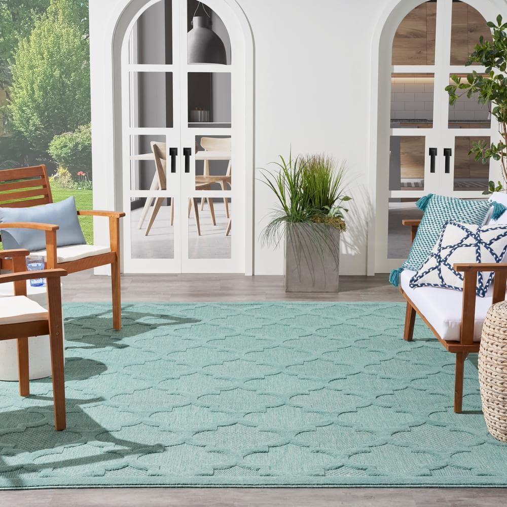 Nourison Easy Care 8' x 10' Aqua/Teal Indoor/Outdoor Rug