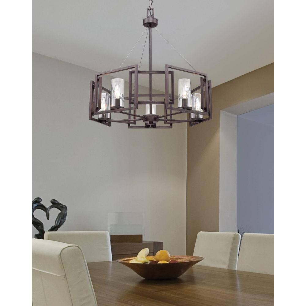 Golden Lighting Marco 5-Light Chandelier in Gunmetal Bronze with Clear Glass