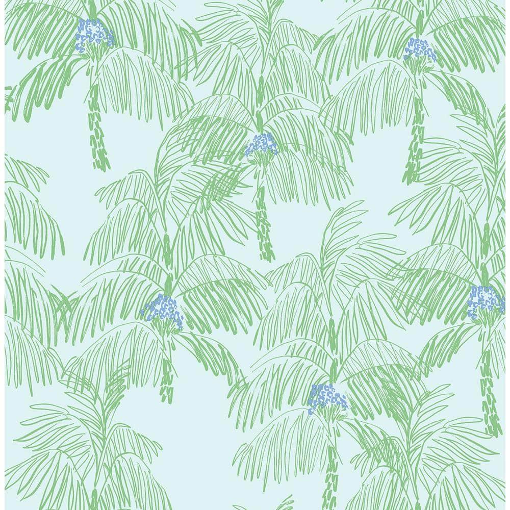 NextWall  Palm Beach Peel and Stick Wallpaper Baby Blue & Seafoam