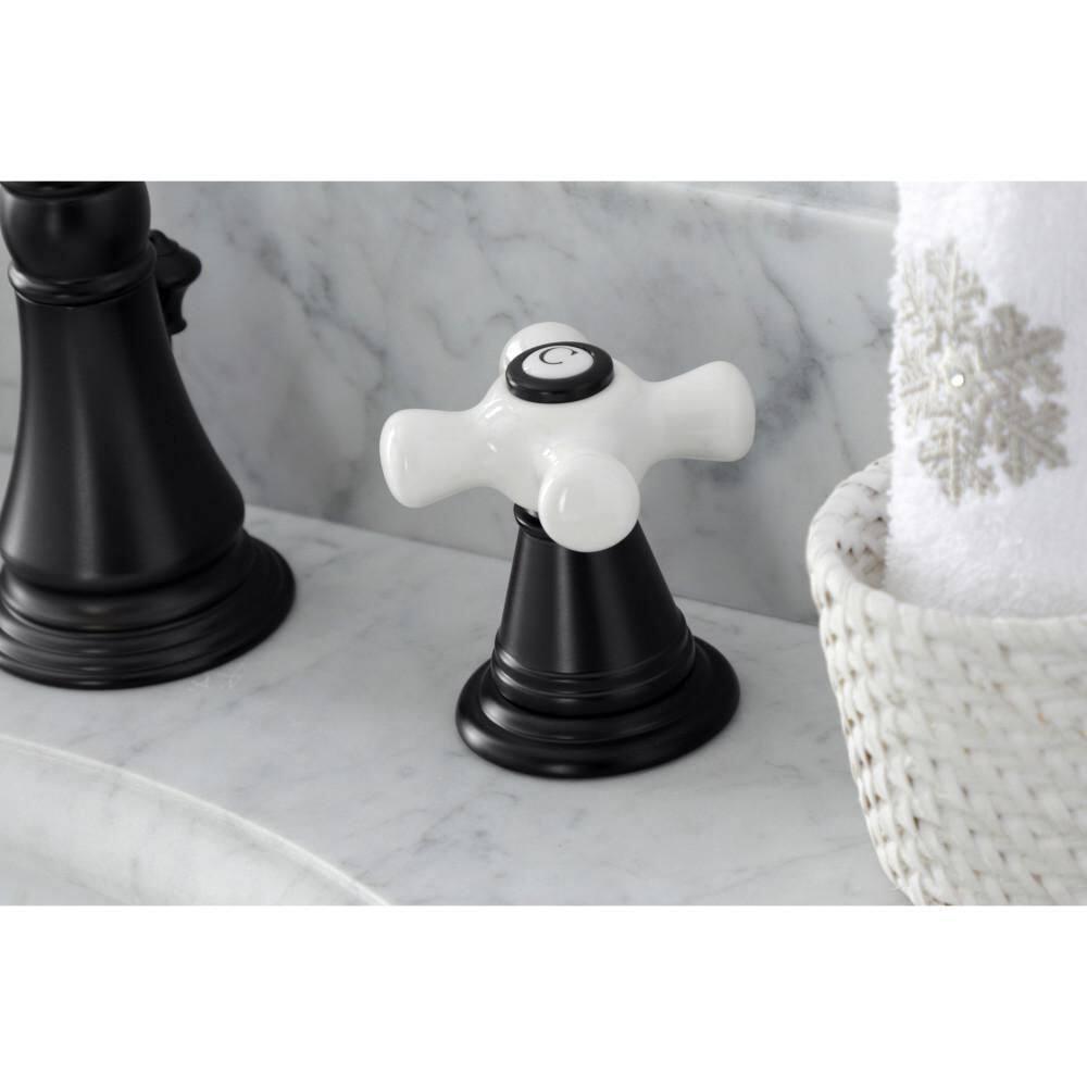 Kingston Brass FSC1970APX American Classic Widespread Bathroom Faucet with Brass Pop-Up, Matte Black