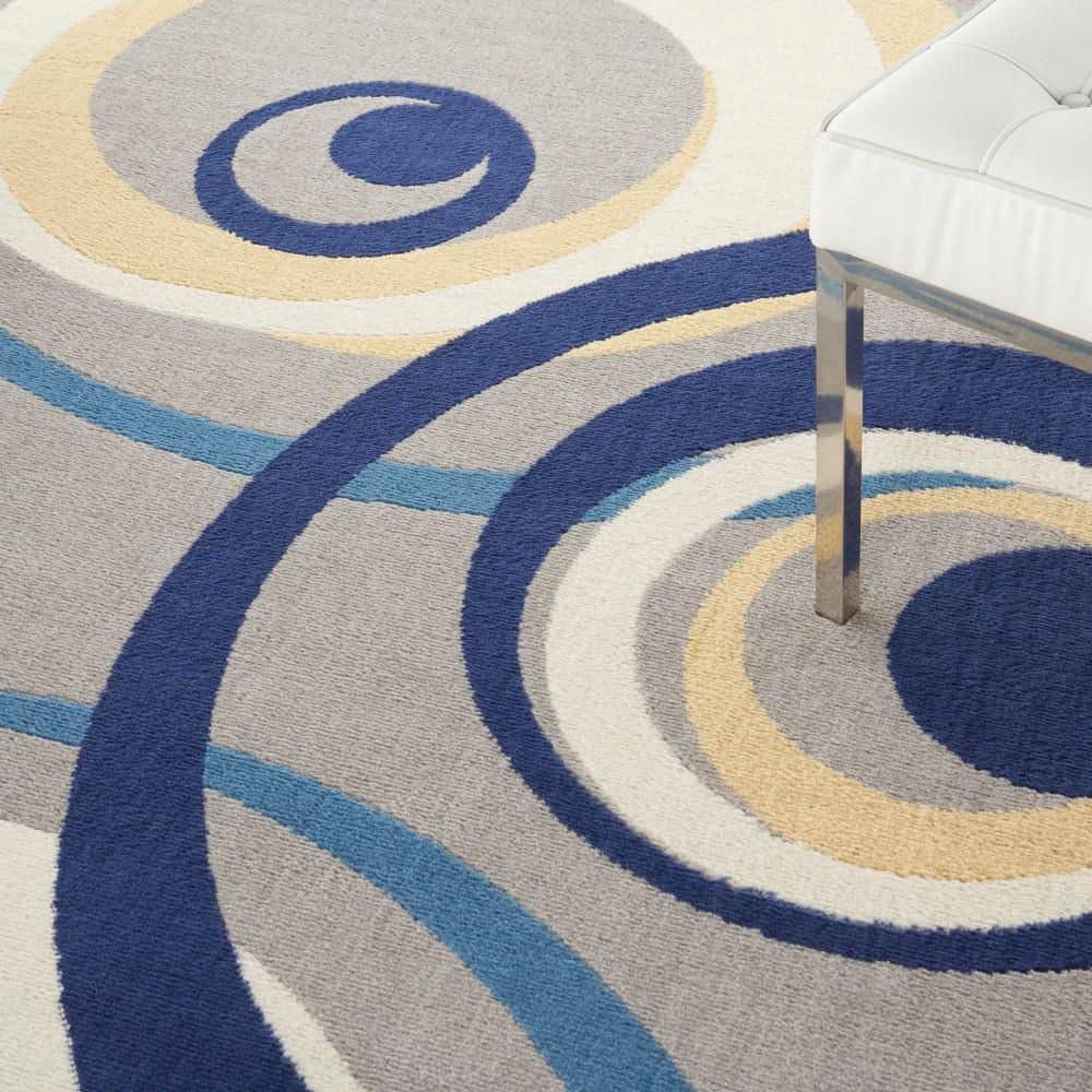 Nourison Grafix 5'3" x 7'3" (5' x 7') Grey Area Rug Retro Contemporary Geometric by Nourison