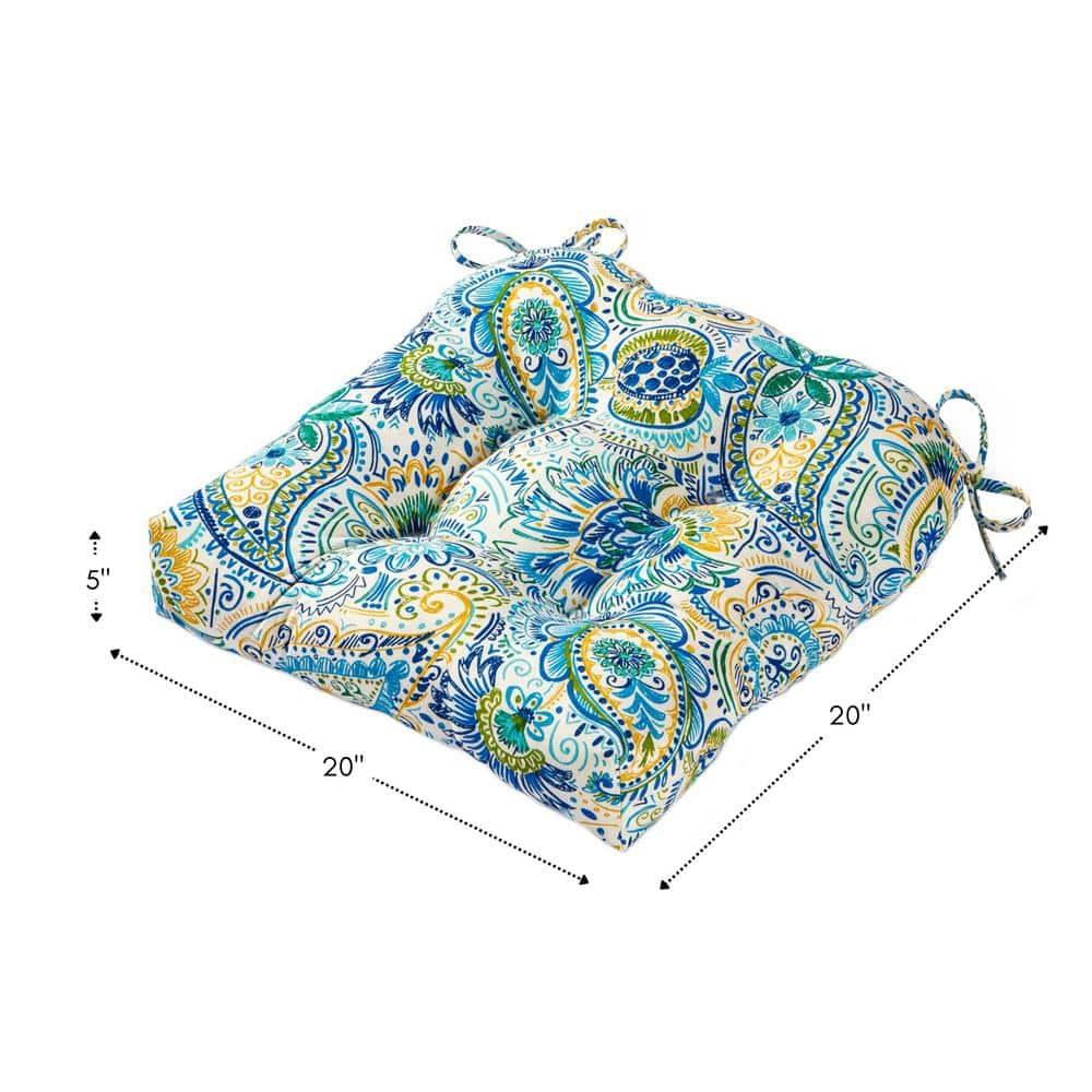 Baltic Paisley 20 in. Plush Outdoor Chair Cushion, Set of 2