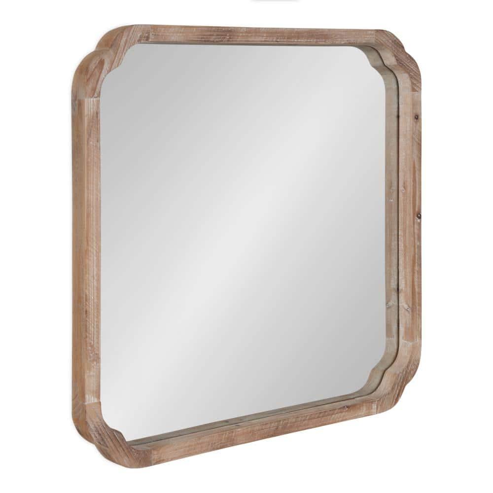 Kate & Laurel All Things Decor 24"x24" Marston Farmhouse Rectangle Wall Mirror Brown: No Assembly, Wood Frame, Wall Mount