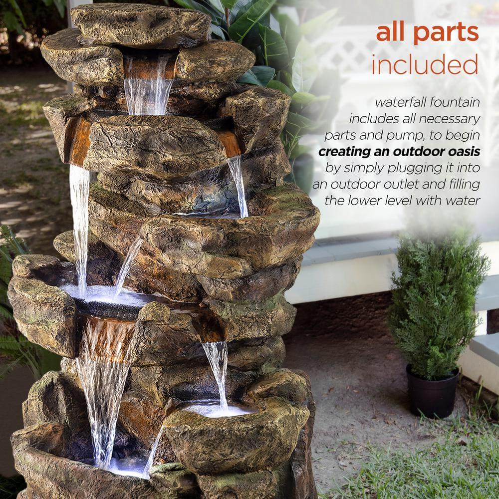Alpine Corporation 6-Tier Amazonian Water Fountain with LED Lights