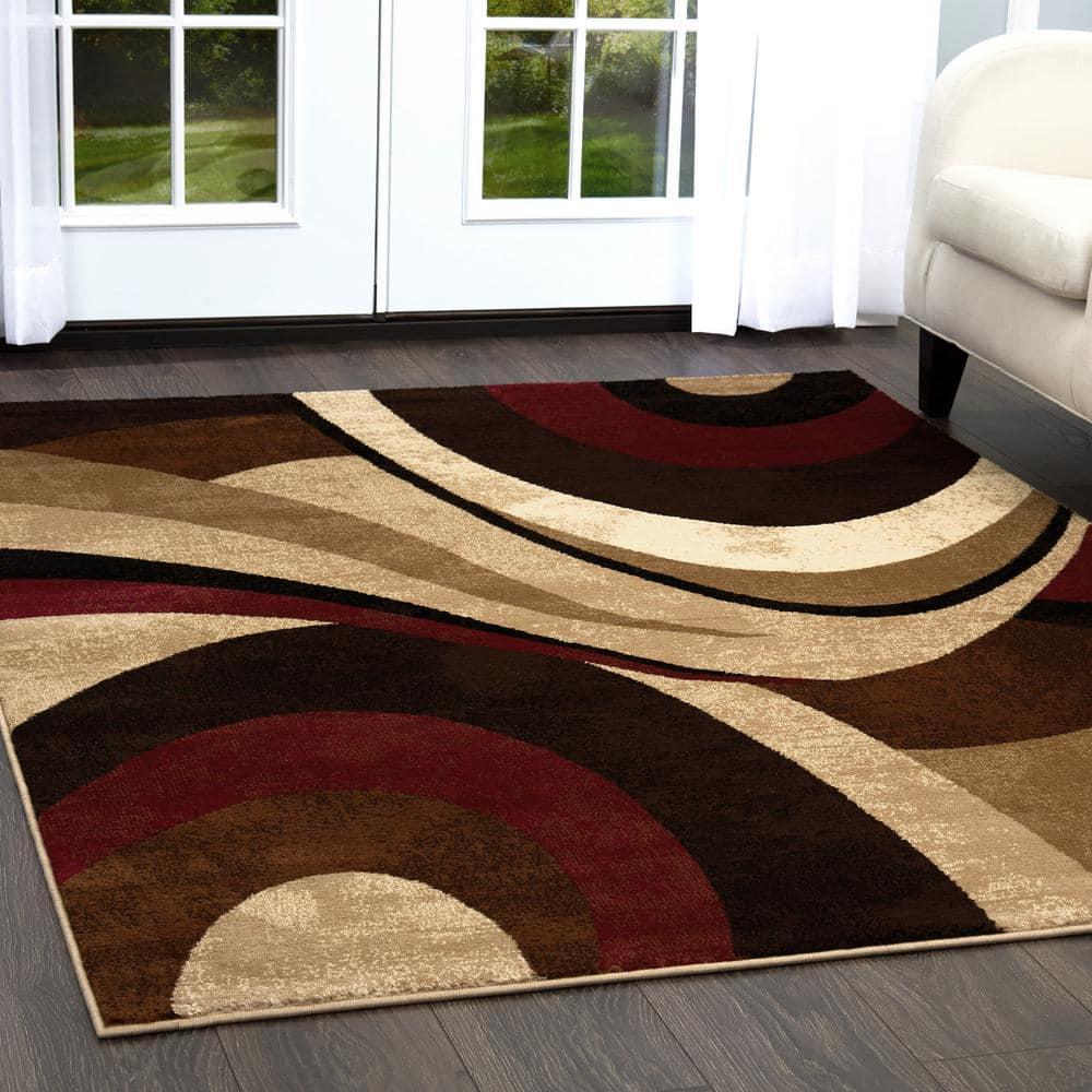 Home Dynamix Slade Contemporary Abstract Area Rug, Brown/Red, 18.9"x31.5"