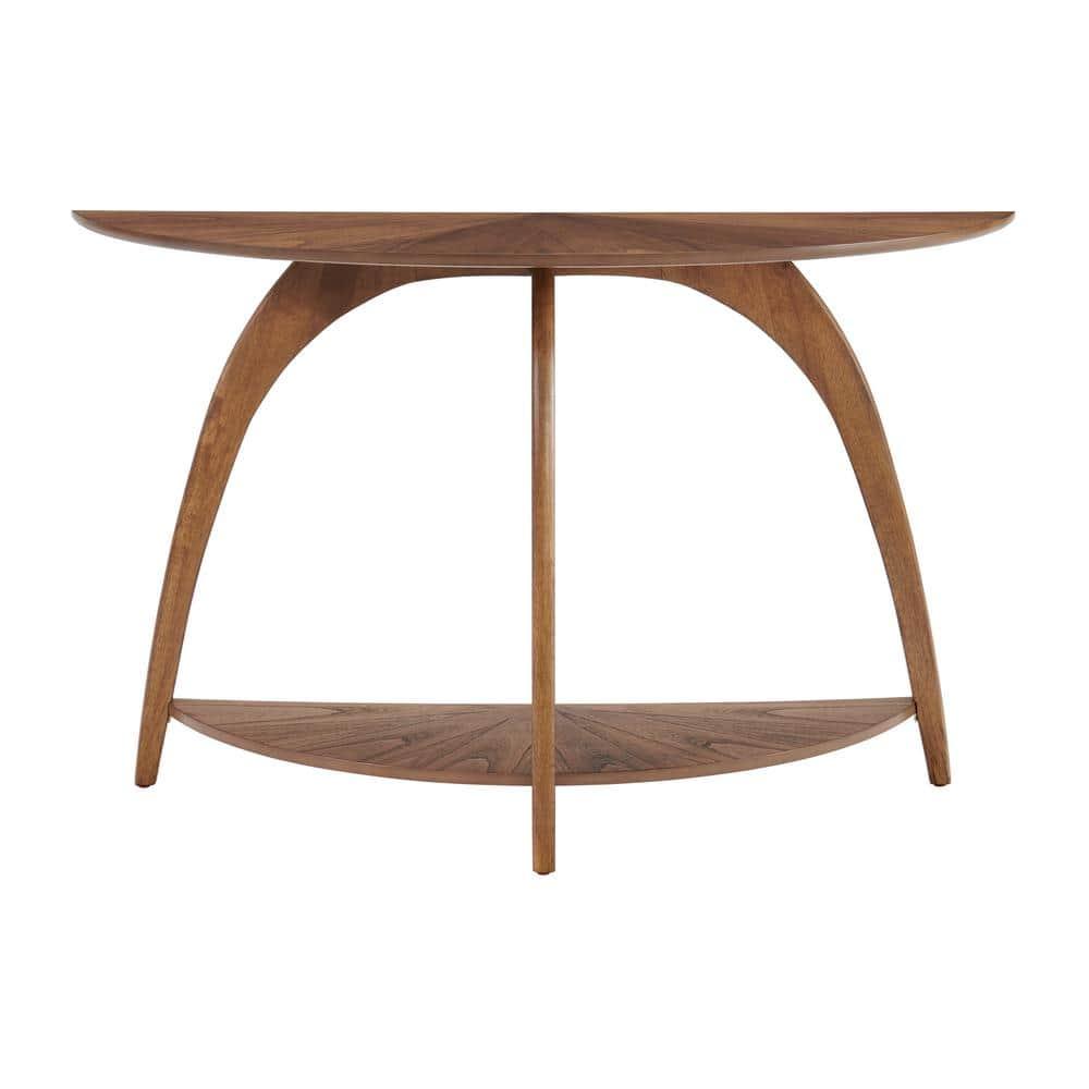 Martin Svensson Home LAX Half-Moon Wood Sofa Console Table in Warm Nutmeg Brown