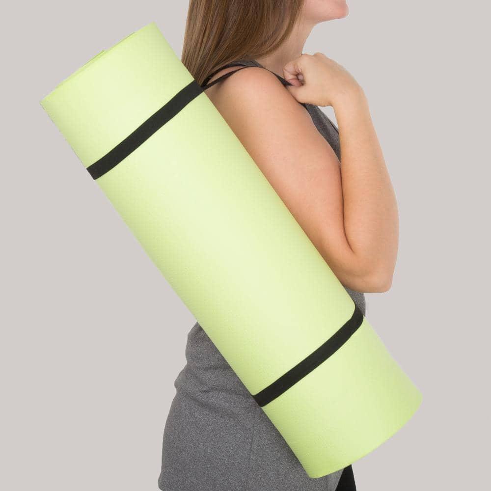 Thick Yoga Mat - Double Sided 1/2-Inch Workout Mat - 72x24-Inch Exercise Mat for Home Gym Fitness or Pilates with Carrying Strap by Wakeman (Green)