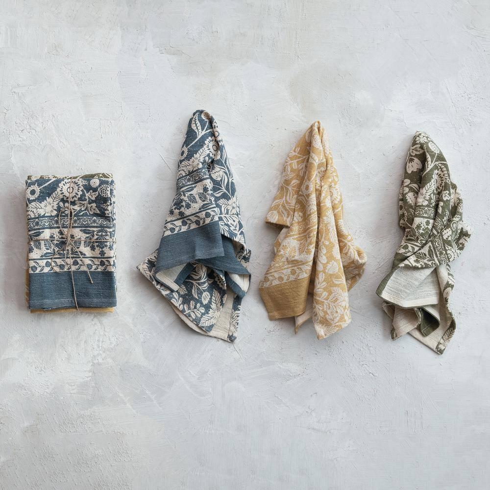 Creative Co-Op Blossom Cotton Tea Towel, Multicolor, Set of 3