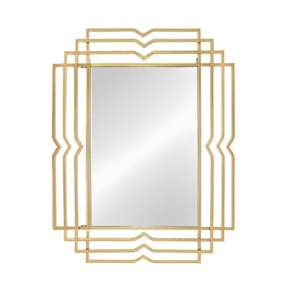 SAGEBROOK HOME 39" Metal Rectangular Mirror Gold: Contemporary Style, Hand-Painted, Wall Mount, Iron Frame